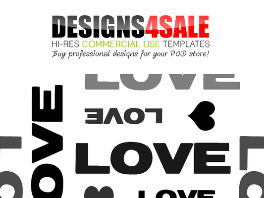 Product picture Love With Hearts In Black  Pattern For Sale