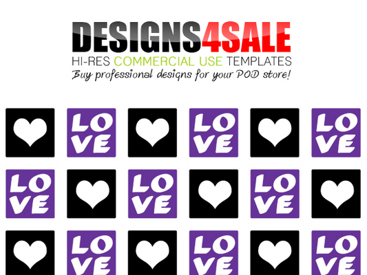 Product picture Love Squares Purple Pattern For Sale