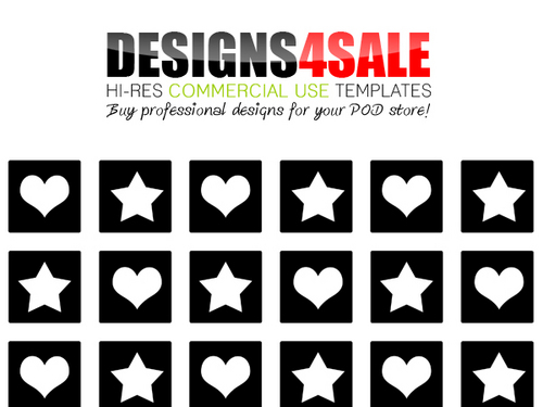 Product picture Hearts And Stars Black Pattern For Sale