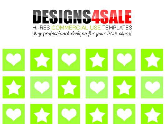 Product picture Hearts And Stars Green Pattern For Sale