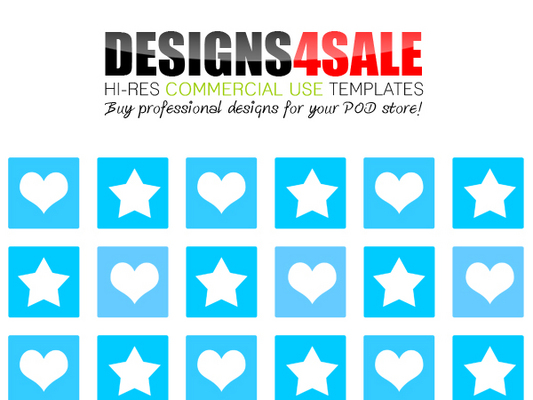 Product picture Hearts And Stars Blue Pattern For Sale