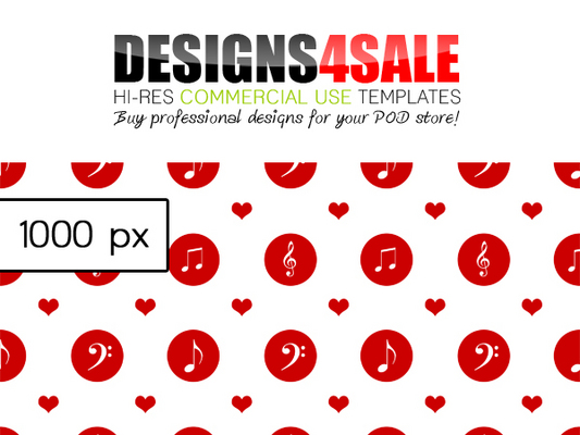 Product picture Musical Notes Red Pattern For Sale