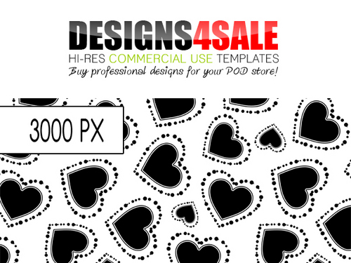 Product picture Dotted Hearts Black Pattern For Sale