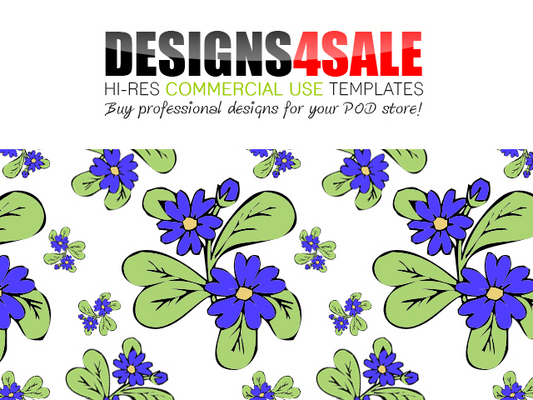 Product picture Daisy Flowers Blue Pattern For Sale
